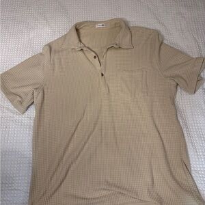 Men's Beige Waffle Polo Shirt